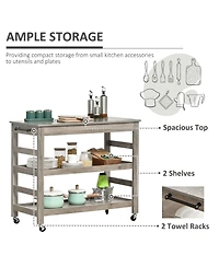 Halifax North America Gray Kitchen Helper: Rolling Cart with Stainless Steel Countertop