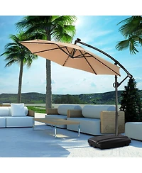 Gymax 60L Patio Cantilever Offset Umbrella Base Portable Base Weight w/ Wheels