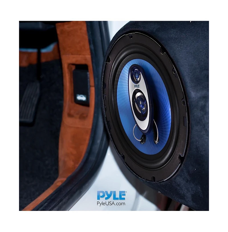 Pyle 6.5" Three-Way Sound Speaker System 180W Rms 360W Power Handling 4 Ohm Impedance for Car Audio PL63BL Blue