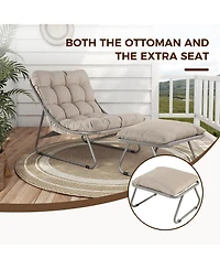 Mondawe 2-Piece All-Iron Removable Lounge Chair Set With Cushions & Footrest,Breathable Mesh Chair