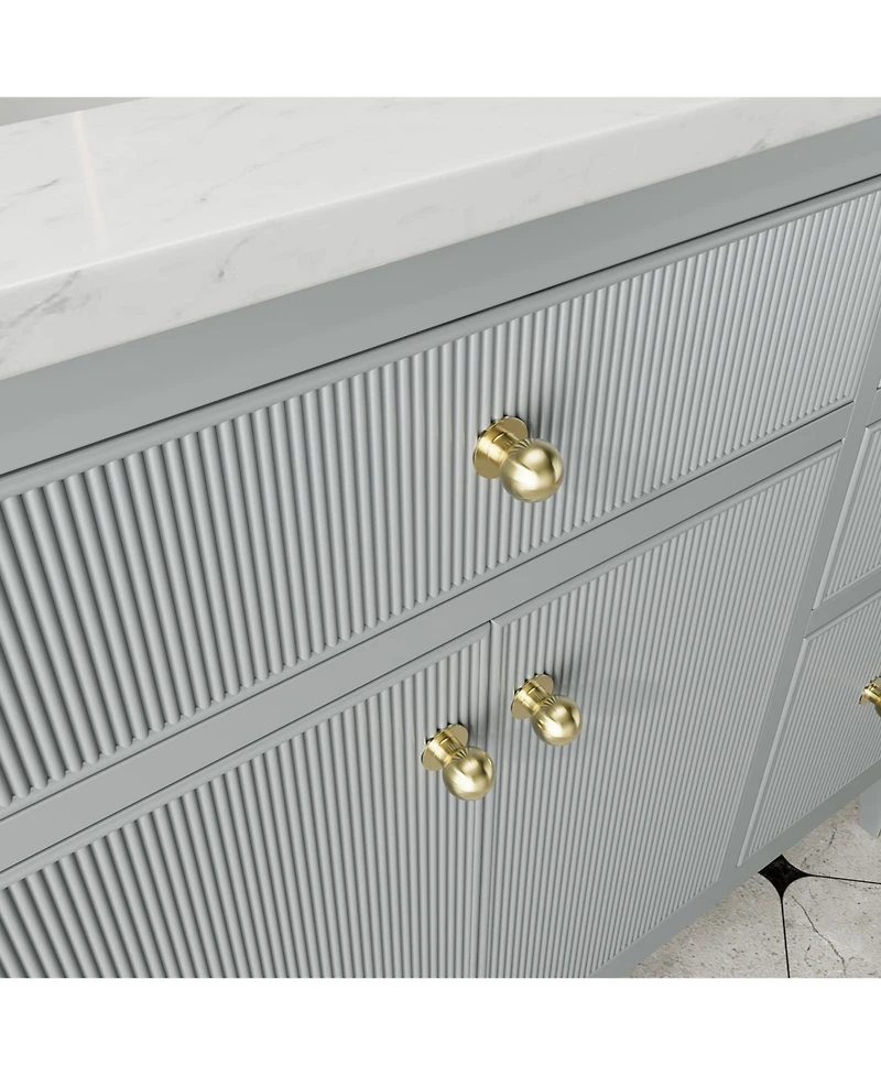 Casainc Fully Assembled 48" Freestanding Single Sink Bathroom Vanity with Solid Wood Construction and Engineered Marble Top