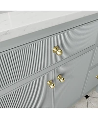 Casainc Fully Assembled 48" Freestanding Single Sink Bathroom Vanity with Solid Wood Construction and Engineered Marble Top