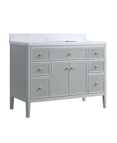 Casainc Fully Assembled 48" Freestanding Single Sink Bathroom Vanity with Solid Wood Construction and Engineered Marble Top