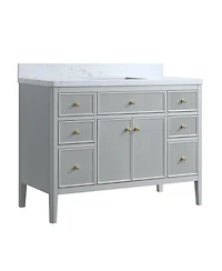 Casainc Fully Assembled 48" Freestanding Single Sink Bathroom Vanity with Solid Wood Construction and Engineered Marble Top