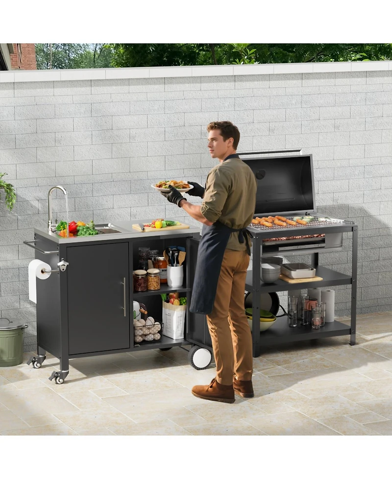 Streamdale Furniture Outdoor Grill Table with Sink & Cabinet