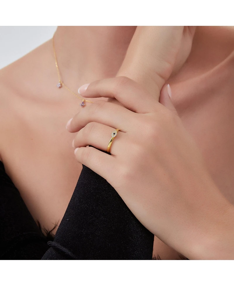 Spero London Eye Sterling Silver Adjustable Stacking Ring Evil Eye