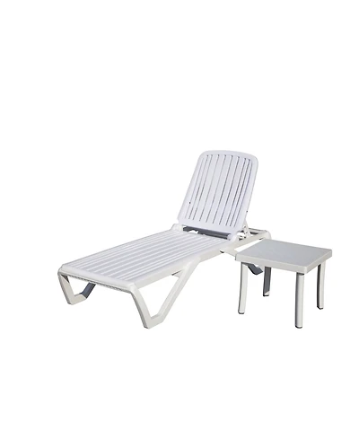 Outdoor Chaise Lounge, Pool Lounge Chair Plastic Adjustable Recliner in-Pool Lounger Tanning Lounge Chair with Table for in-Pool, Beach, Poolside, Law