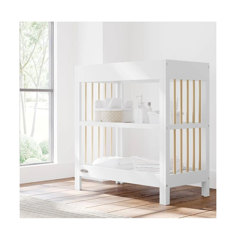 Graco Teddi Changing Table with Water-Resistant Changing Pad - White/Driftwood