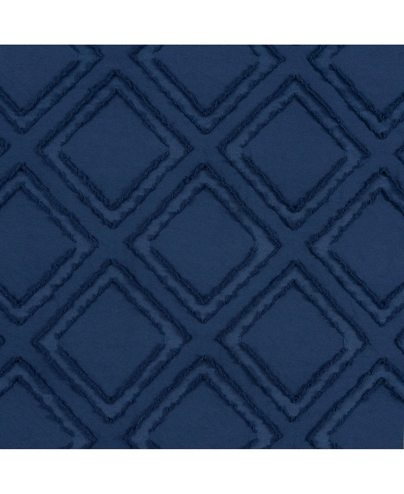 Kate Aurora Contemporary Geometric Shabby Diamond Clipped Rod Pocket Single Window Curtain Panel