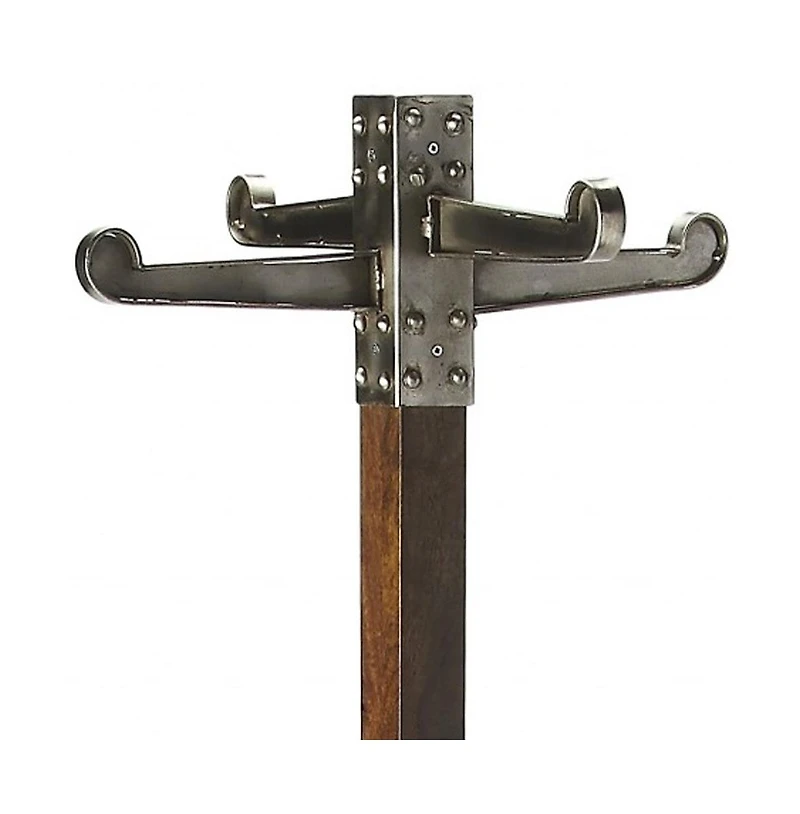 Slickblue Industrial Vintage Style Coat Rack with Metal Frame and Wood Accents for Entryway