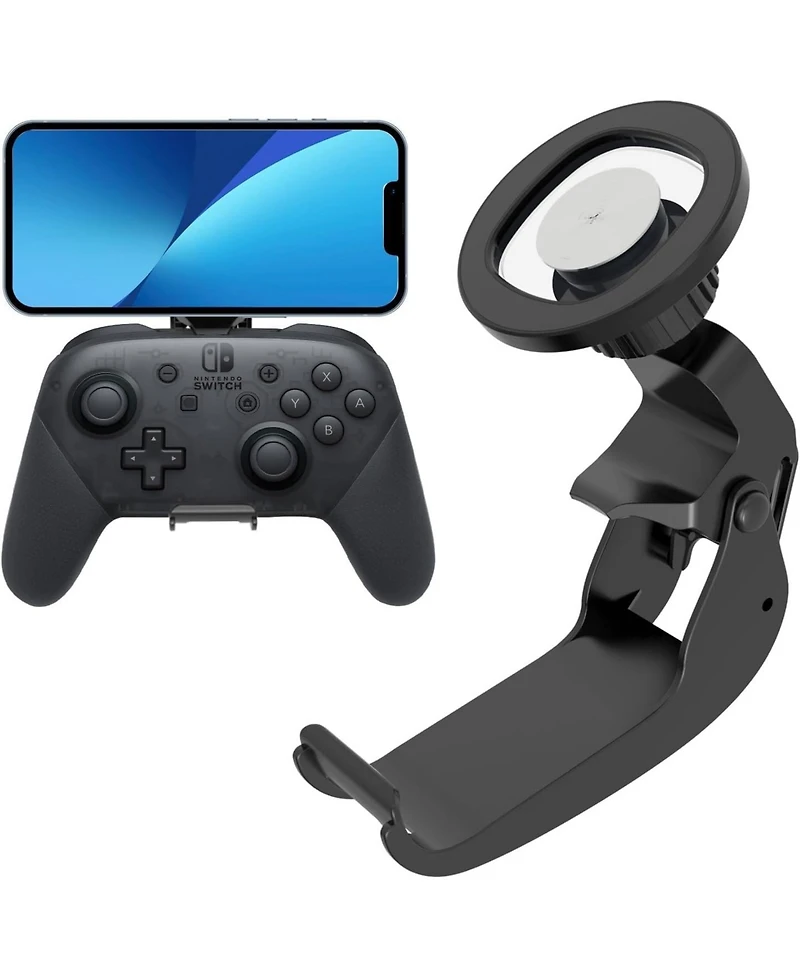 Nbcp Magnetic Phone Mount Clip for Switch & Switch Lite Pro Controller – Adjustable Mag-Safe Holder for Gaming with iPhone 12+ and Android Phon