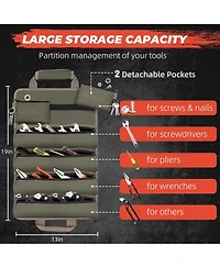 Xdovet Tool Roll Up Bag , Portable Foldable Tools Storage for Men, Heavy Duty Tool Organizer with Detachable Pouches for Electrician Carpenter and Han