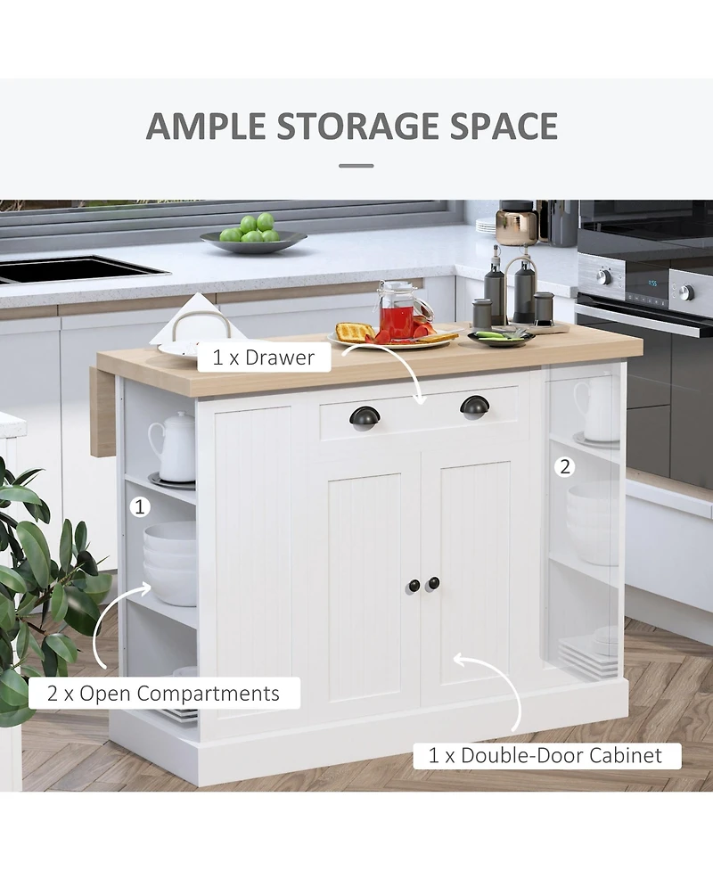 Halifax North America White Kitchen Helper: Freestanding Island Table with Drop Leaf
