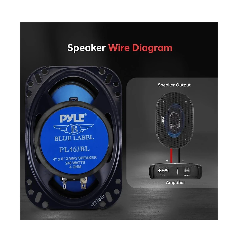 Pyle 4'' x 6'' 240 Watt Three-Way Speakers