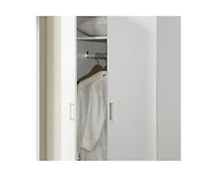 Homlux 29.5"W White Double Door Wardrobe with Shelf and Hanging Rod for Organized Living