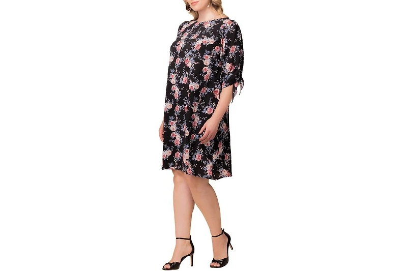 Kiyonna Plus Manhattan Shift Dress with Tie Sleeves