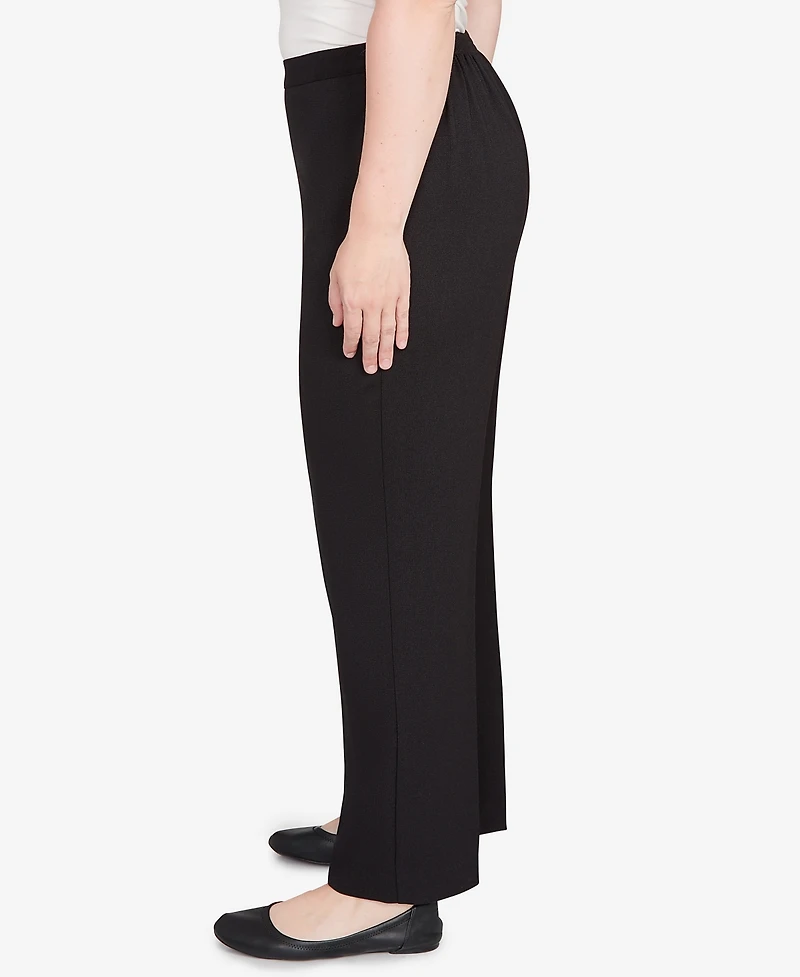 Alfred Dunner Women's Textured Pull On Elastic Medium Length Pants