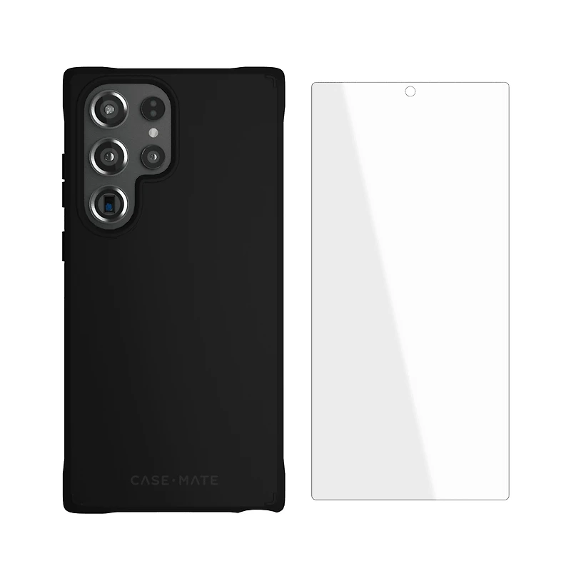 Case-Mate Protection Pack Tough Case and Glass Screen Protector for Samsung Galaxy S23 Ultra-Black