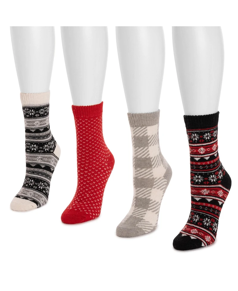 Muk Luks Women's Holiday 4 Pair Pack Socks