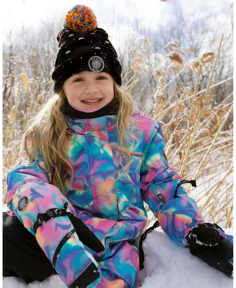 Deux par Toddler Girls One-Piece Play Snowsuit Rainbow Heart Print - Toddler|Child