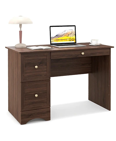 Wooden Computer Desk Workstation with 2 Drawers for Home and Office