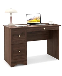 Wooden Computer Desk Workstation with 2 Drawers for Home and Office