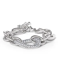 Jessica Simpson Silver-Tone Pave Oval Link Bracelet