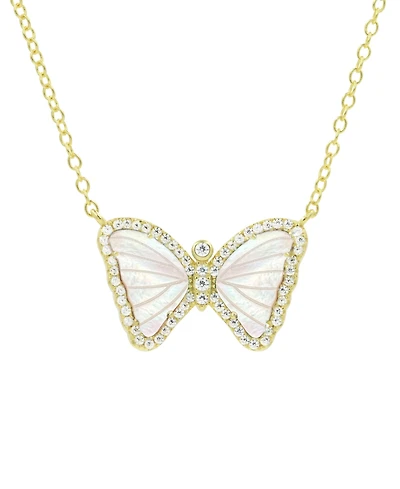 Kamaria Mini Butterfly Necklace with Mother of Pearl in 14k Gold Plated Sterling Silver
