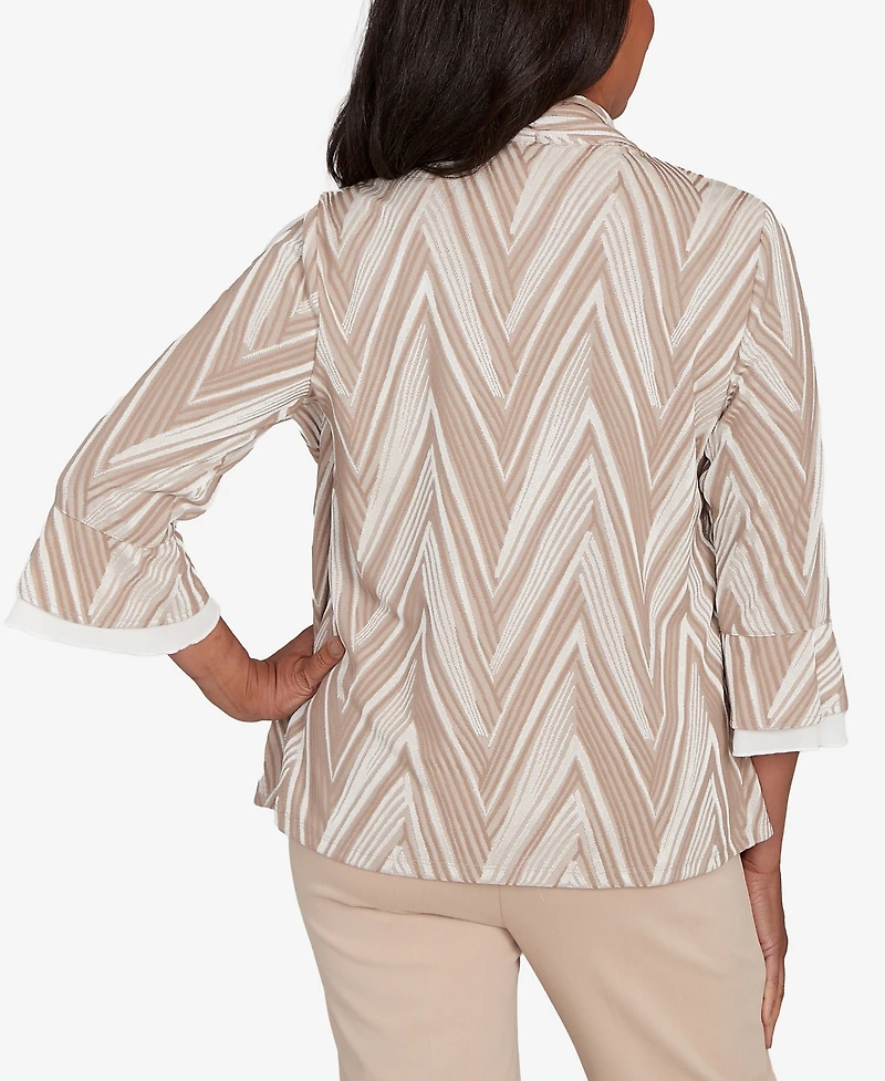 Alfred Dunner Women's Urban Legend Exploded Chevron Two One Top with Necklace