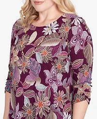 Alfred Dunner Women's Urban Legend Batik Floral Melange Printed Top