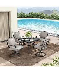 Mondawe Outdoor Lounge Chair,Rust Proof Steel Frame W/ Armrests And Upholstered 360°Swivel Chair