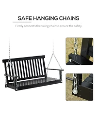 Flynama 2-Seater Hanging Porch Swing Outdoor Patio Swing Chair Seat with Slatted Build and Chains, 440lbs Weight Capacity