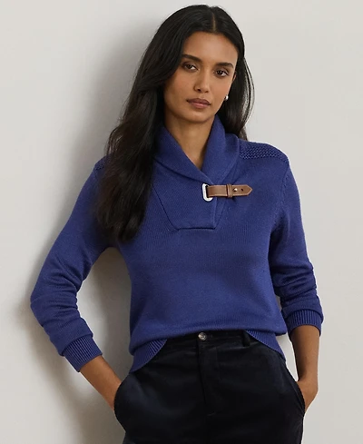 Lauren Ralph Women's Sabree Long Sleeve Buckle-Trim Sweater