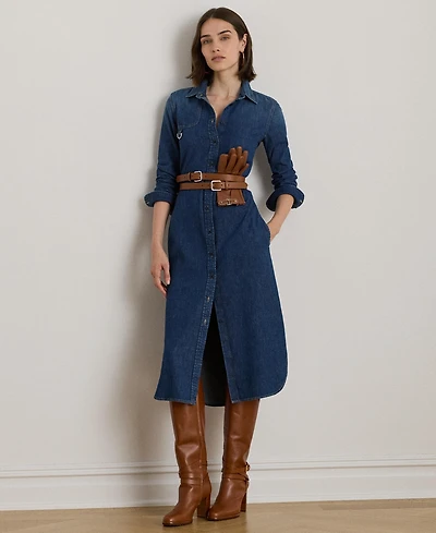 Lauren Ralph Women's Denim-Lanaine Belted Shirtdress