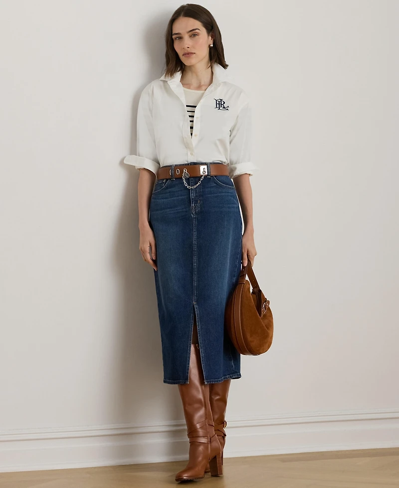 Lauren Ralph Women's Denim-Mahlan Midi Skirt