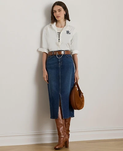 Lauren Ralph Women's Denim-Mahlan Midi Skirt