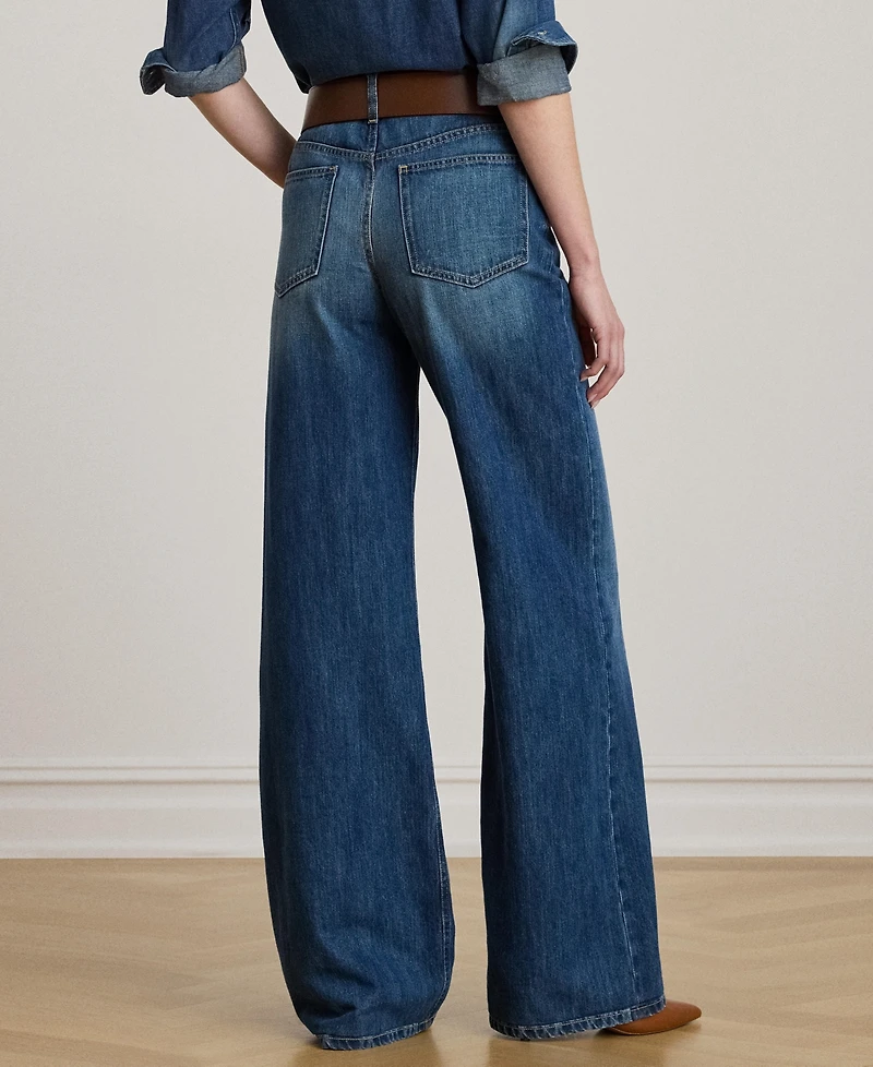 Lauren Ralph Women's High-Rise Wide-Leg Rigid Denim Jeans