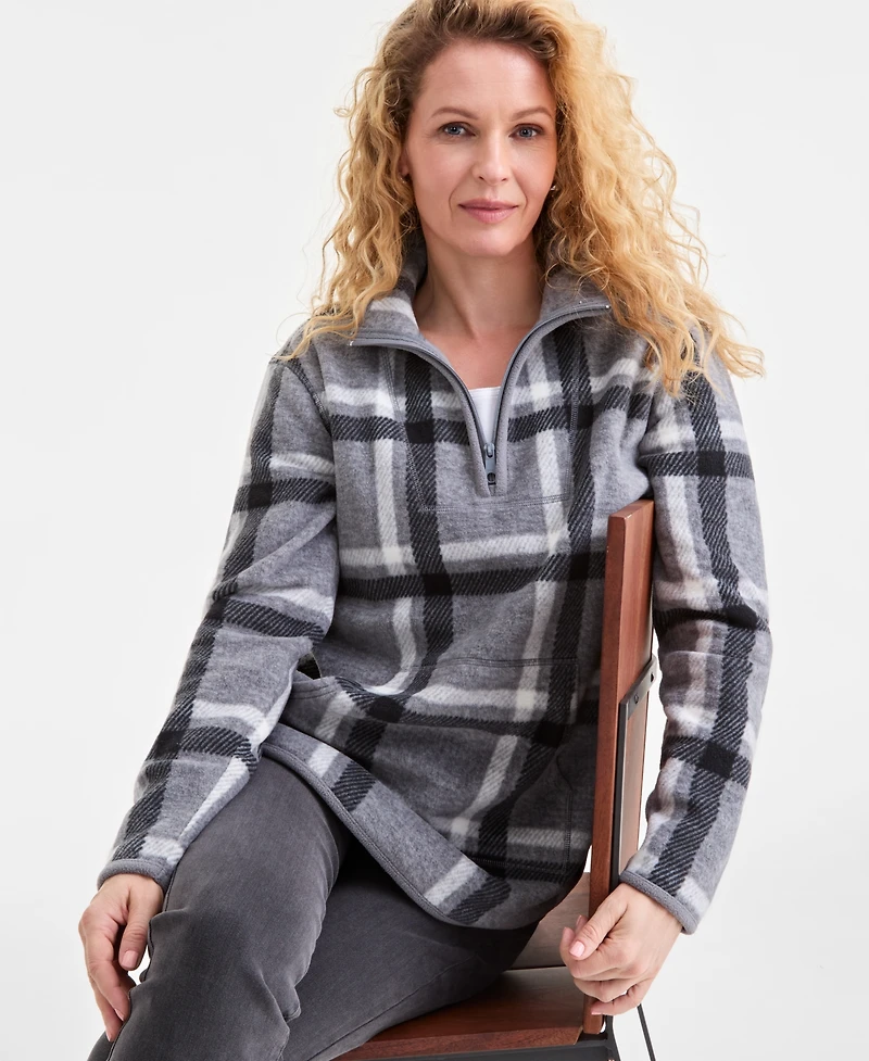 Style & Co Women's Printed Quarter-Zip Long-Sleeve Fleece, Macy's Exclusive