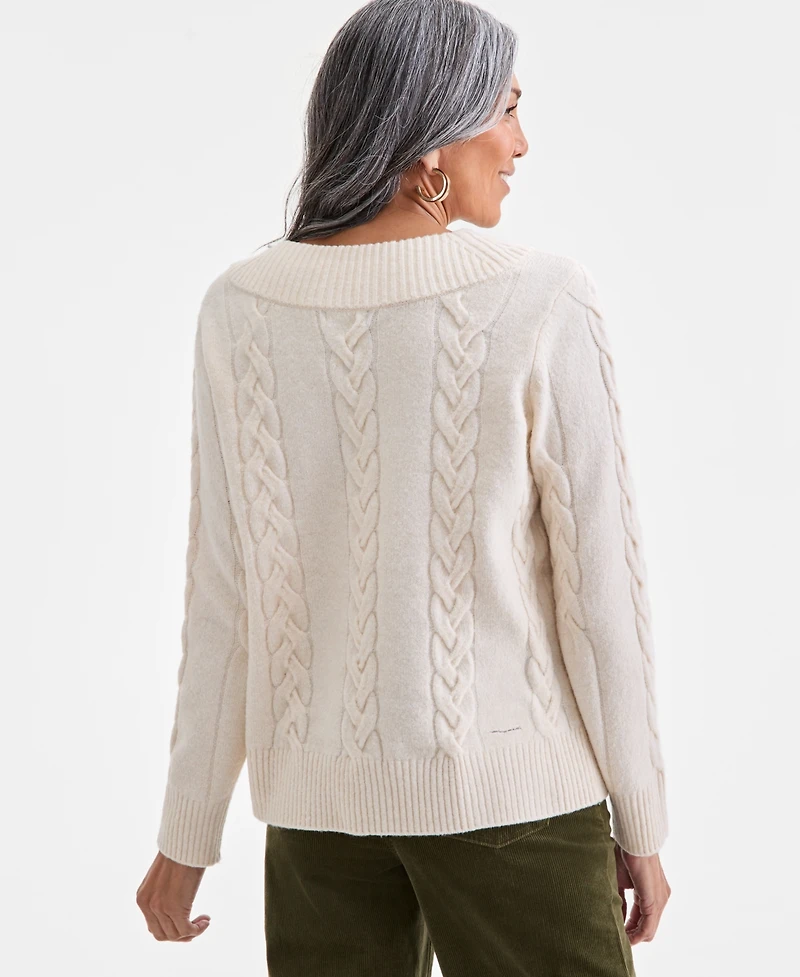 Style & Co Petite Chunky Cable-Knit Sweater, Macy's Exclusive