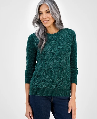 Style & Co Women's Chenille Crewneck Cable-Knit Sweater, Macy's Exclusive
