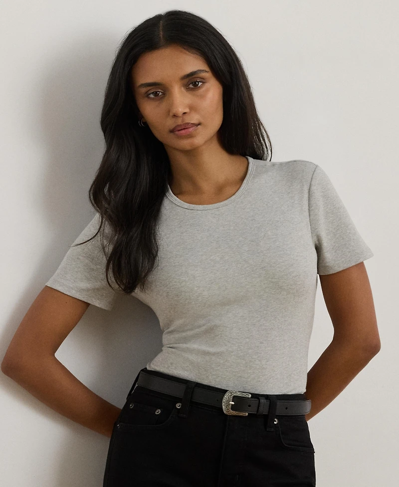 Lauren Ralph Women's Stretch Cotton Crewneck Tee