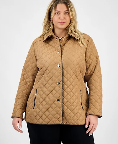 Jones New York Plus Quilted Snap-Front Jacket