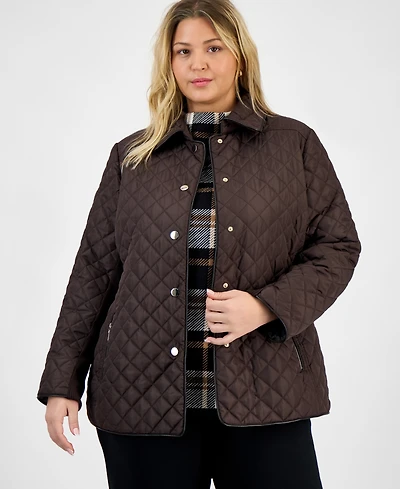 Jones New York Plus Size Quilted Snap-Front Jacket