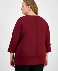 Jones New York Plus Serenity Crewneck Dolman-Sleeve Top
