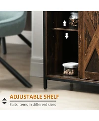 Homcom Industrial Buffet Cabinet Kitchen Sideboard with Sliding Barn Doors