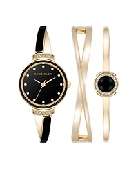 Anne Klein Women's Quartz and Gold-Tone Metal Alloy Bangle Watch Set