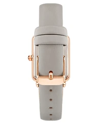 Anne Klein Women's Quartz Rectangular Taupe Leather and Rose Gold-Tone Metal Alloy Watch, 26mm