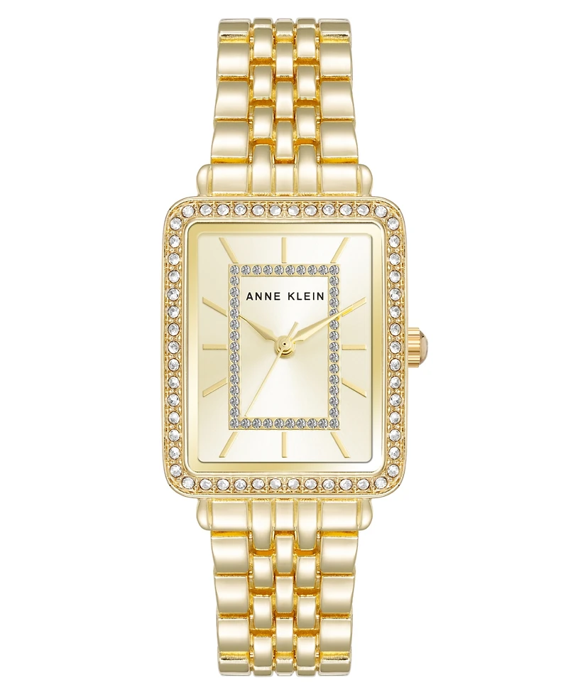 Anne Klein Women's Quartz Rectangular Gold-Tone Metal Alloy Watch