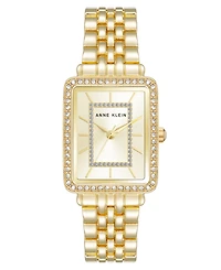 Anne Klein Women's Quartz Rectangular Gold-Tone Metal Alloy Watch