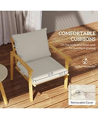 Outsunny 3 Piece Patio Set, Wood Effect Metal Bistro Set,